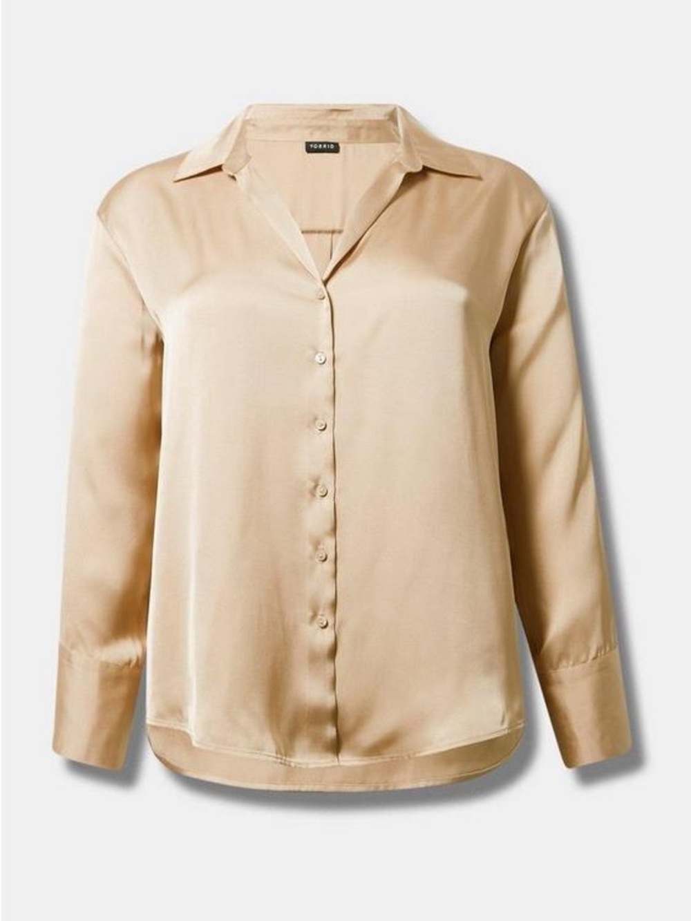 torrid Beige Satin Button-Down Shirt